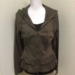 Mollo Rello Army Green Ruffle Hem Jacket